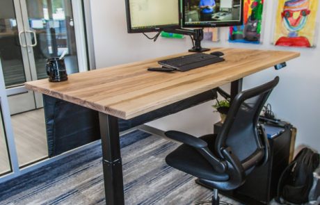 Standing desk with handmade wood top