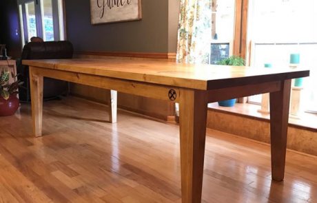 Large dining room table with tapered square legs